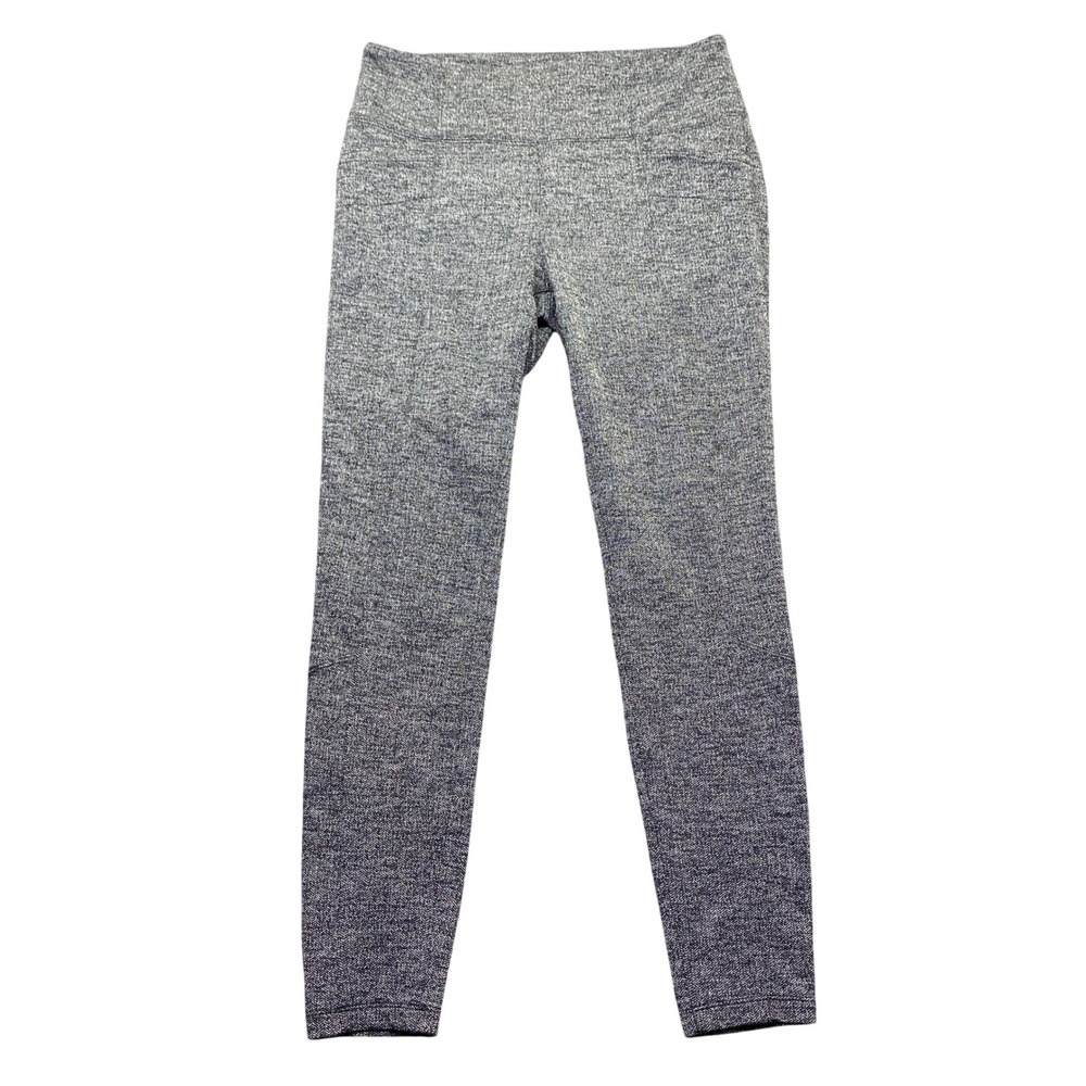 Athleta High Rise Herringbone Leggings Gray Black Size L 349156-00 Athleisure
